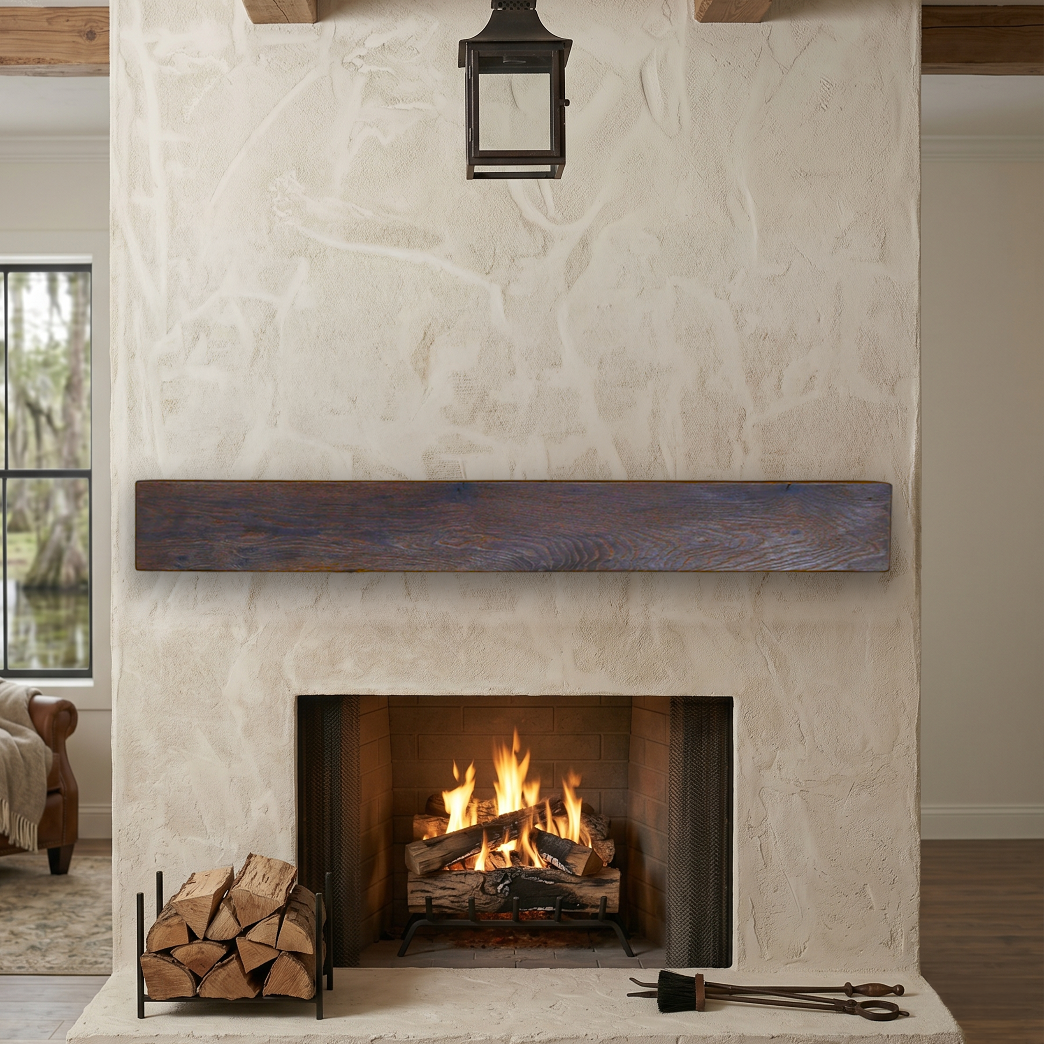 Embered Oak Mantel - Wire-Brushed