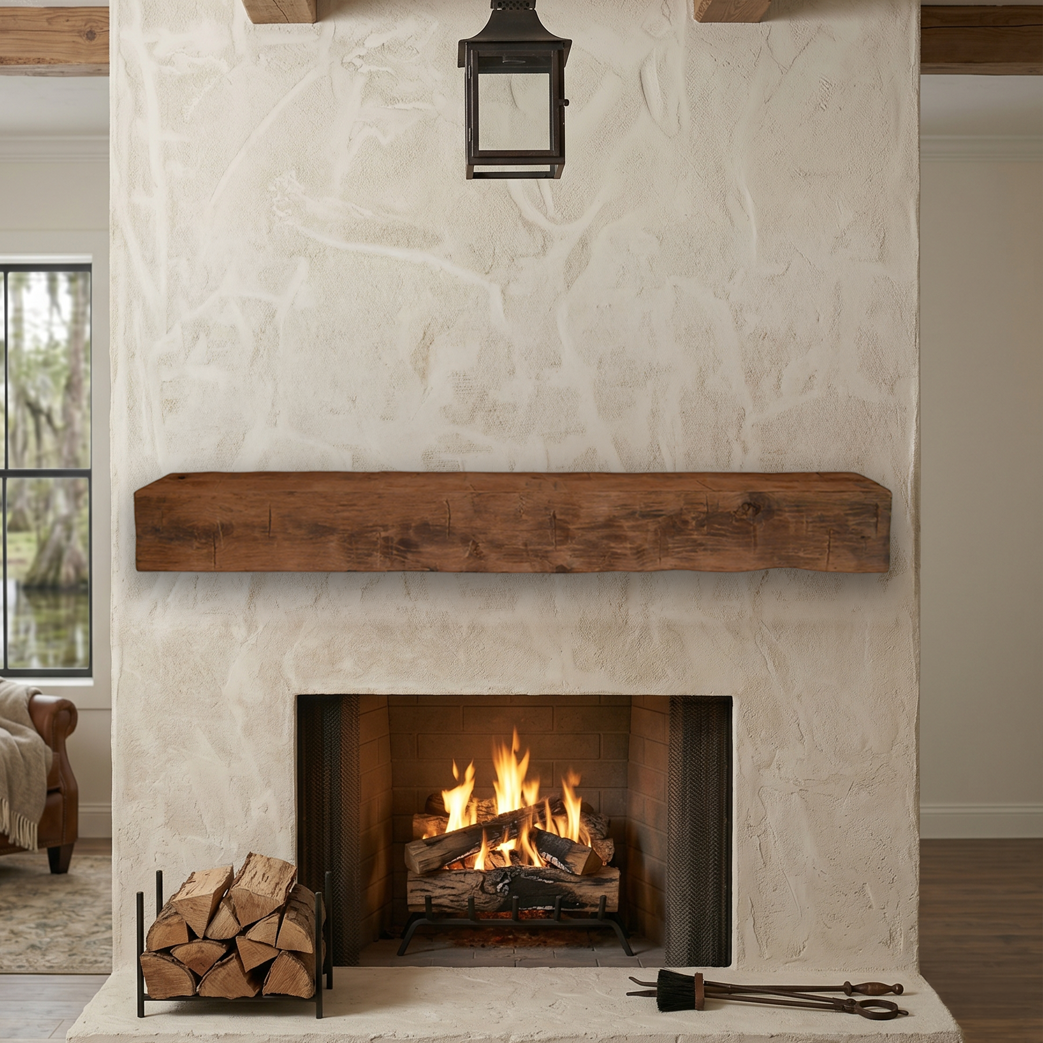 Oak Mantel - Hand-Hewn