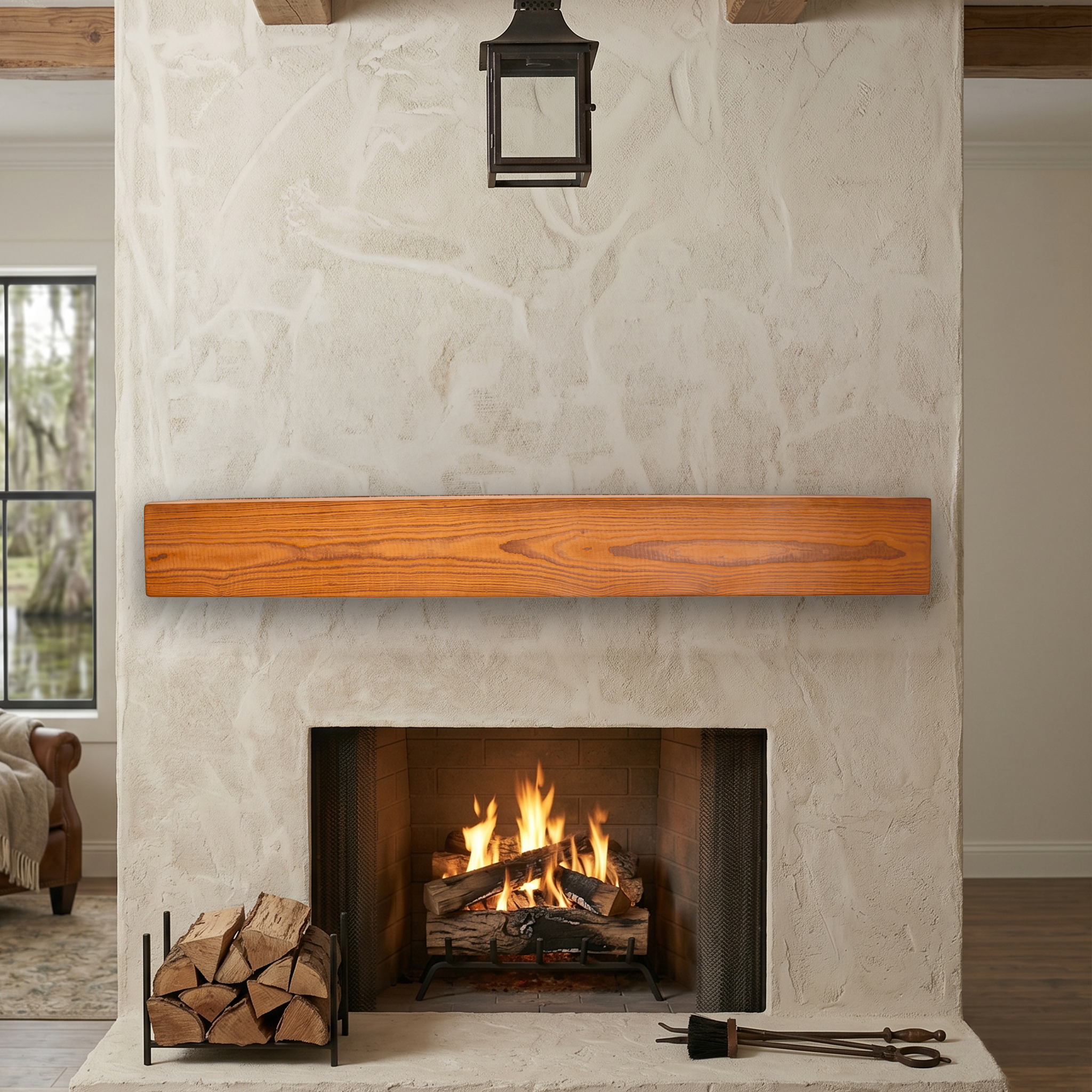 Pine Mantel - Wire-Brushed